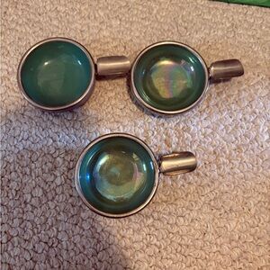 Empire Works Green and Silver Round mini ashtrays lot of 3 shipped  from U.K.
